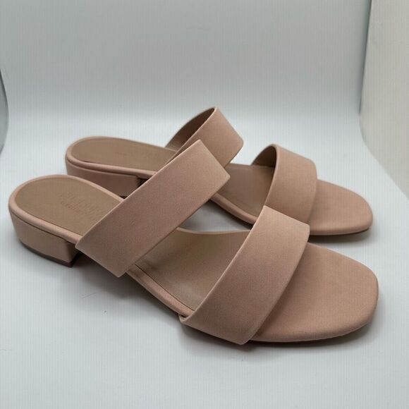 CUSHIONAIRE Women's two band low block heel slide sandal +Memory Foam 7.5 BLUSH - Picture 1 of 7